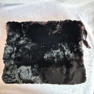 1930s 1940s Black Seal Fur Muff Hand Warmer